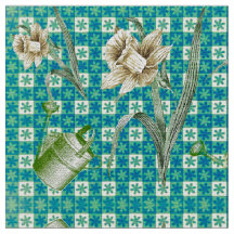 Aqua Daffidols Fabric