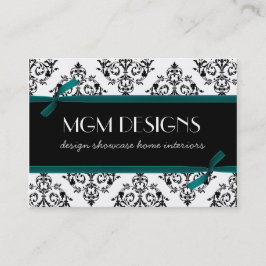 Aqua Damask Business Cards Visitenkarte