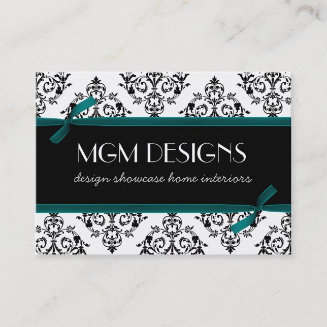 Aqua Damask Business Cards Visitenkarte (Vorderseite)