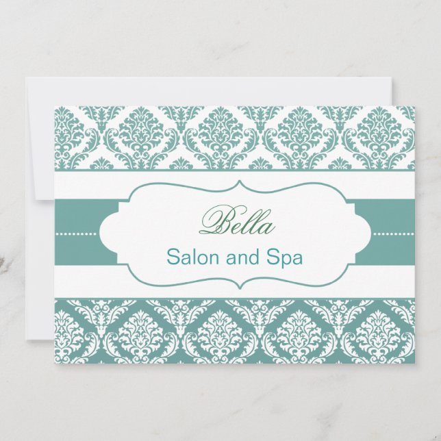 Aqua Damask Business Dankeschön Karten (Vorderseite)