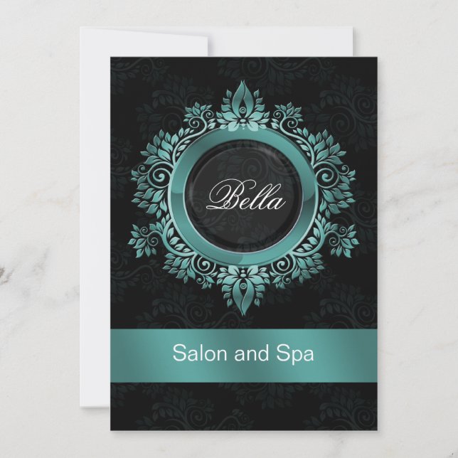 Aqua Damask Business Dankeschön Karten (Vorderseite)