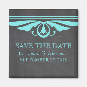 Aqua Deco-Schultafel Save-the-Date-Magnet Magnet