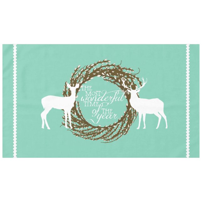 Aqua Deer Most Wreath Tablecloth Tischdecke (Vorderseite (Horizontal))