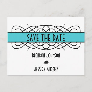 Aqua Deko Blühte Save the Date Postkarte