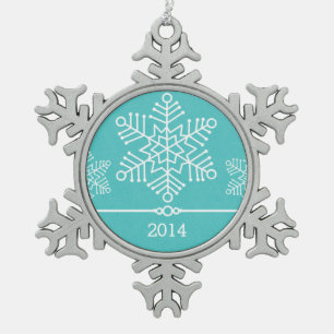 Aqua Delicate Snowflakes/Mund Schneeflocken Zinn-Ornament