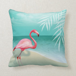 Aqua der Flamingo-Strand-Hochzeit Kissen