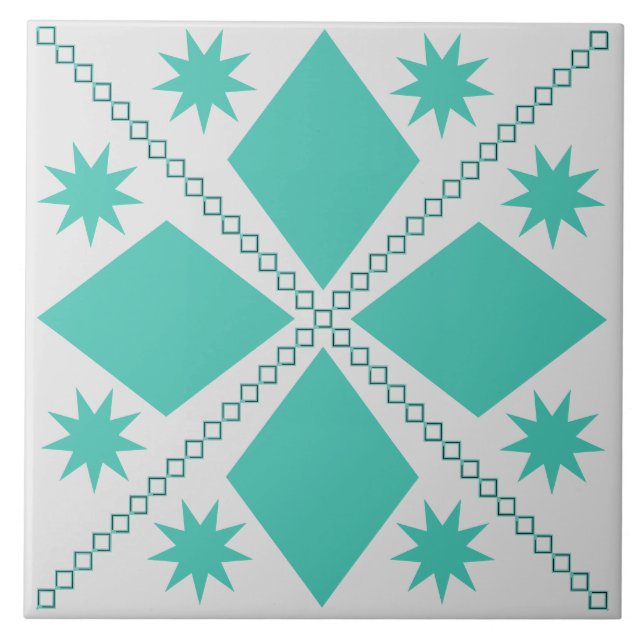 Aqua Diamond Fun | Grauer Hintergrund | KERAMIK Fliese (Vorderseite)