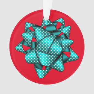 Aqua Dotted Bow Weihnachten Acrylic Ornament