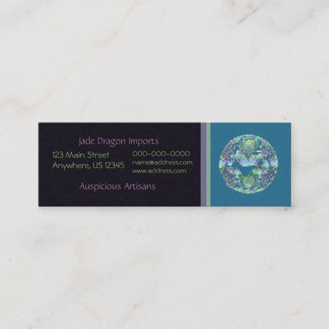 Aqua-Drache-Medaillon Mini Visitenkarte (Vorderseite)