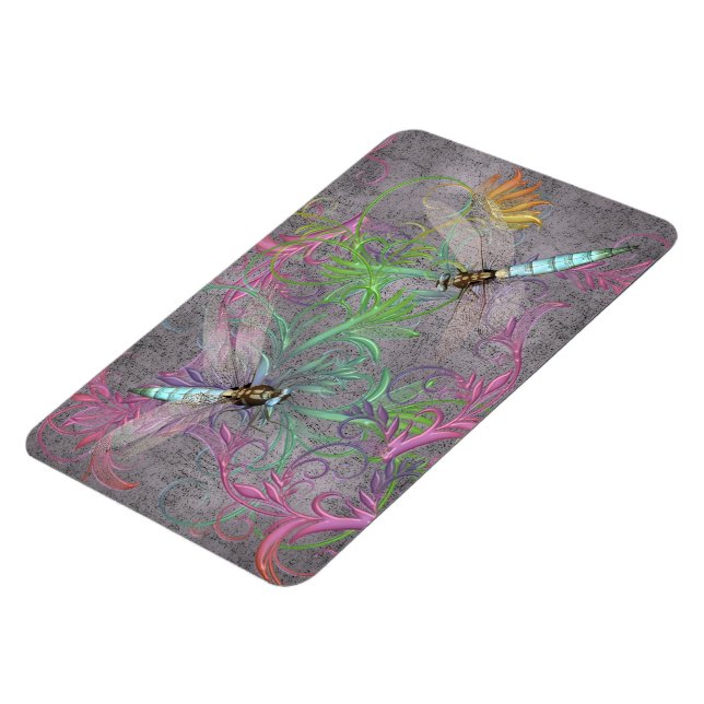 Aqua Dragonfly Rainbow Floral Wirbel Magnet (Linke Seite)