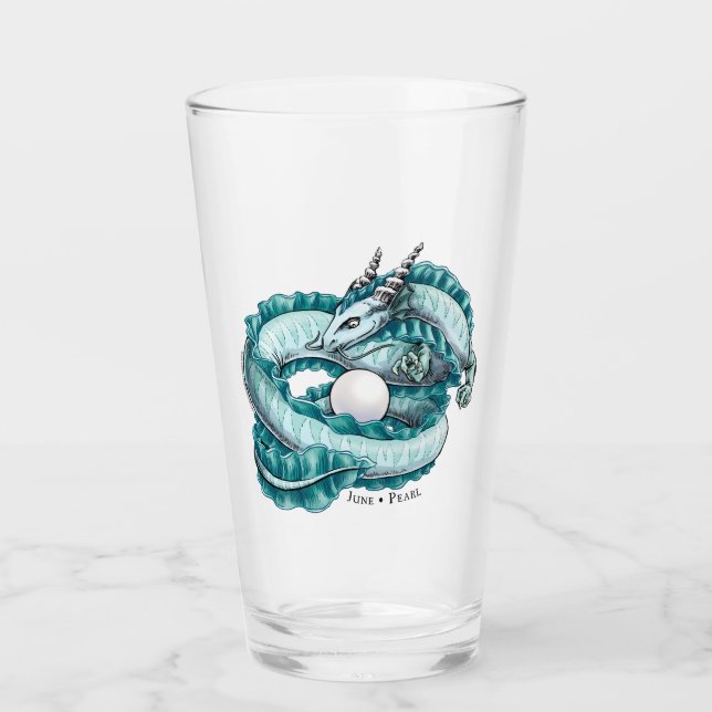 Aqua Drqagon: Die Birthstone-Perle im Juni Glas (Vorderseite)