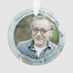 AQUA DUSKY BLAUE GOLD AGATE BEILEID MEMORIAL FOTO ORNAMENT