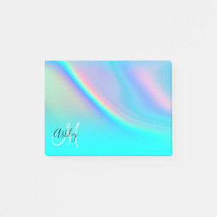 Aqua Edge Rainbow Ombre Monogram Post-it Klebezettel
