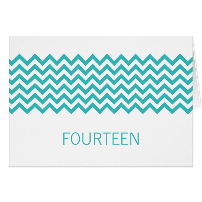 Aqua Einfache Zickzack Tischnummer (Vorderseite (Horizontal))