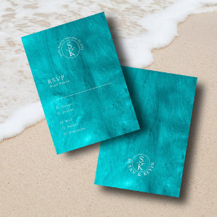 Aqua Elegance Hochzeit mit türkisfarbenem Wasser u RSVP Karte