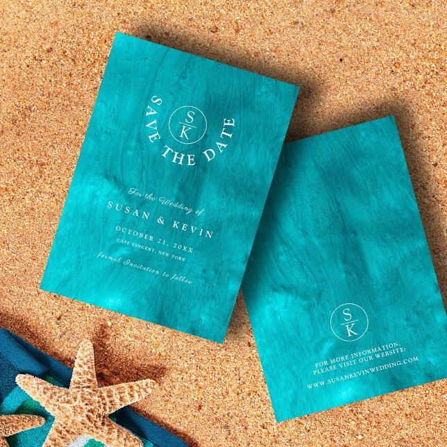 Aqua Elegance Hochzeit mit türkisfarbenem Wasser u Save The Date (Von Creator hochgeladen)