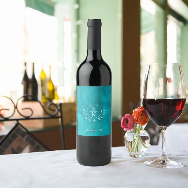 Aqua Elegance Hochzeit mit türkisfarbenem Wasser u Weinetikett (Von Creator hochgeladen)