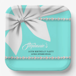Aqua Elegante Tiffany Pearls Extravagantes Party T Pappteller
