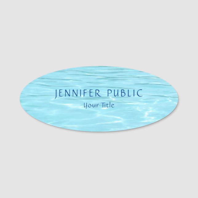 Aqua Elegantes modernes Template Nature Blue Water Namensschild (Vorderseite)