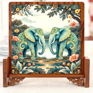 Aqua Elephants Keramik Tile Fliese