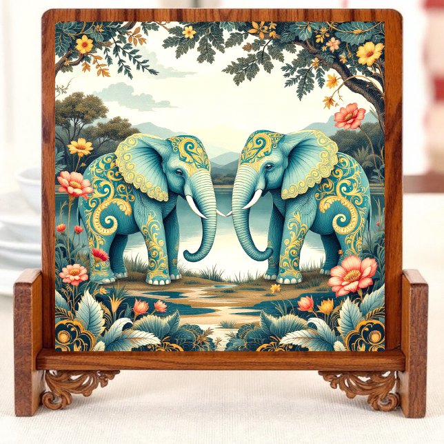 Aqua Elephants Keramik Tile Fliese (Von Creator hochgeladen)