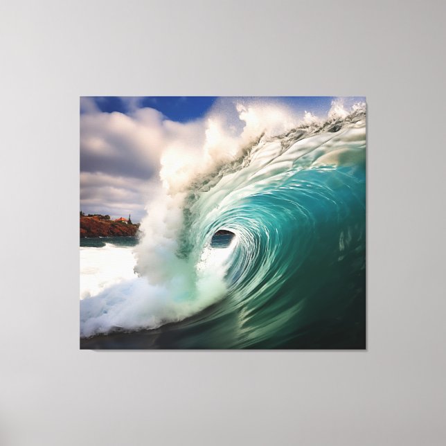 Aqua Embrace Realism Malerei - Digitales Kunstwerk Leinwanddruck (Vorderseite)