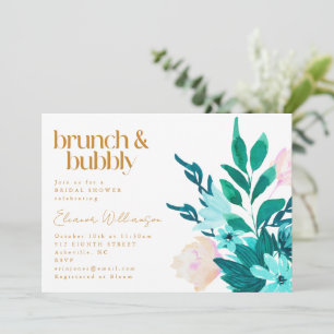 Aqua Emerald Green Watercolor Brautparty Einladung