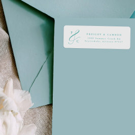 Aqua Et-Zeichen-Monogramm-Rücksende-Adressetikette