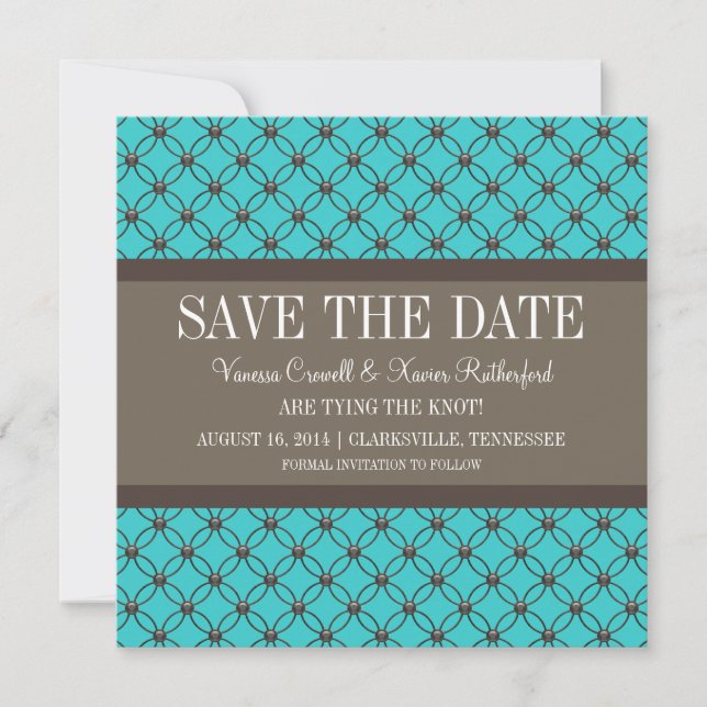 Aqua Extravagant Lattice Save the Date einladen (Vorderseite)