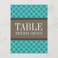 Aqua Extravagant Lattice Tischnummer Postkarte