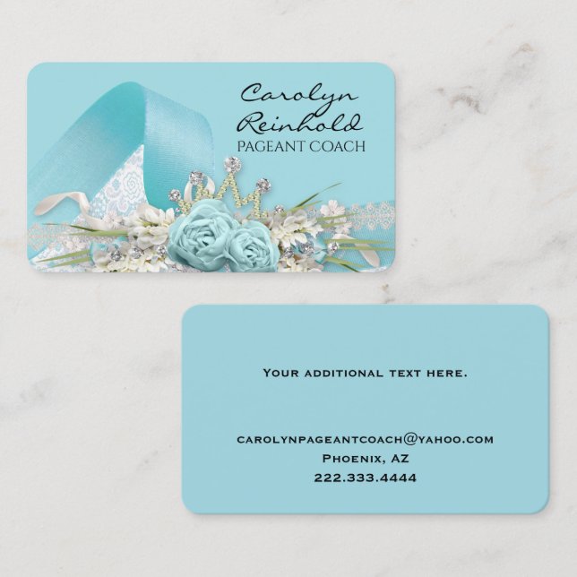 Aqua Extravagant Pageant Coach Business Card Visitenkarte (Vorne/Hinten)