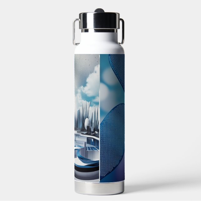 Aqua Fade Dot Grid Isolierte Wasserflasche Trinkflasche (Vorderseite)