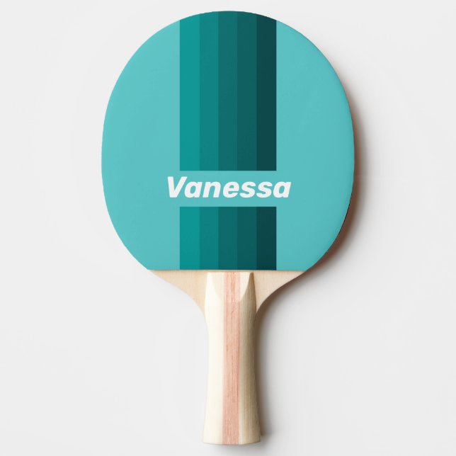 Aqua Fade Pin Stripes with Name Tischtennis Schläger (Vorderseite)