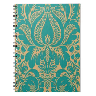 Aqua Fantasy Floral Spiral Notebook Notizblock