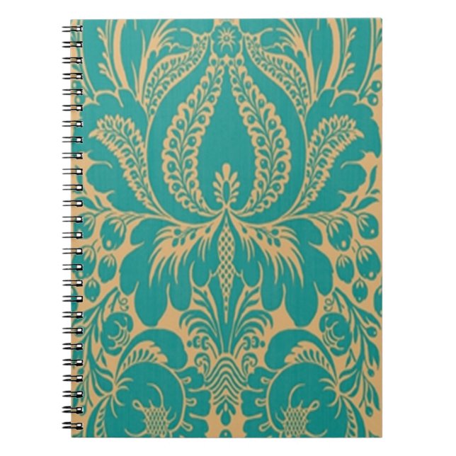 Aqua Fantasy Floral Spiral Notebook Notizblock (Vorderseite)