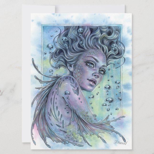Aqua Fantasy Nymph Mermaid Female Art Card (Vorderseite)