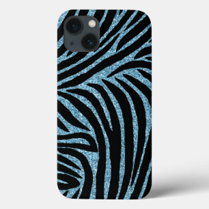 Aqua Faux Glitter Zebra Print Case-Mate iPhone Hülle