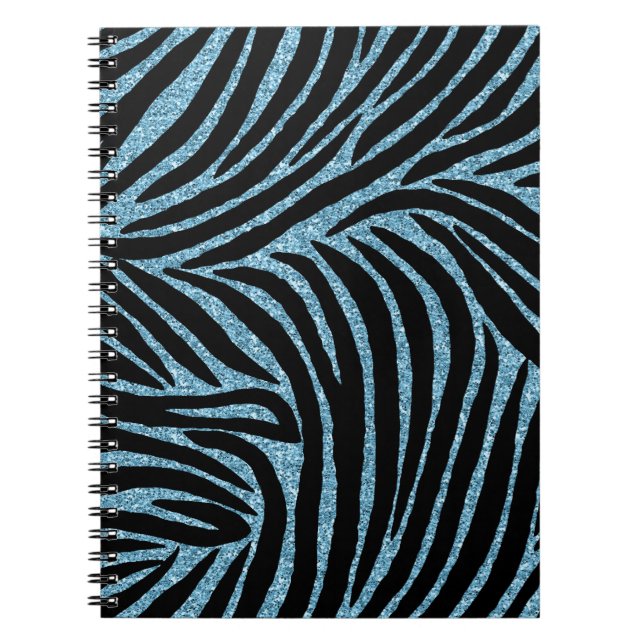 Aqua Faux Glitter Zebra Print Notizblock (Vorderseite)