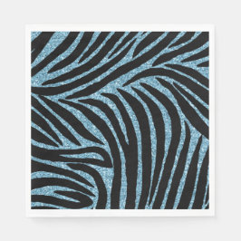 Aqua Faux Glitter Zebra Print Serviette