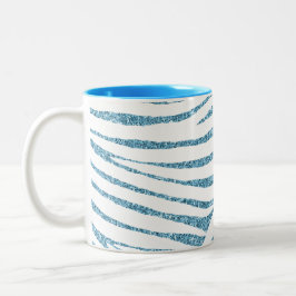 Aqua Faux Glitter Zebra Print Zweifarbige Tasse