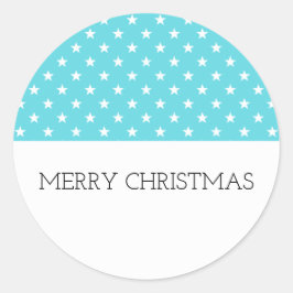 Aqua Festive Stars Weihnachtsaufkleber Runder Aufkleber