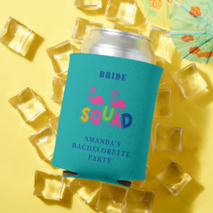 Aqua Flamingo Bride Squad Bachelorette Can Cooler Dosenkühler
