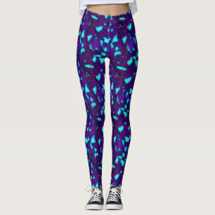 Aqua-Flecken auf Tiefpurpur Leggings