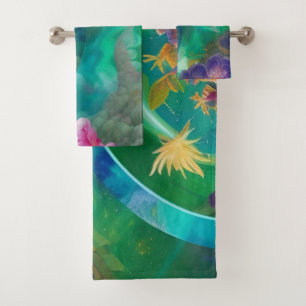 Aqua Floral Abstrakt Unterwasser Garten Badhandtuch Set