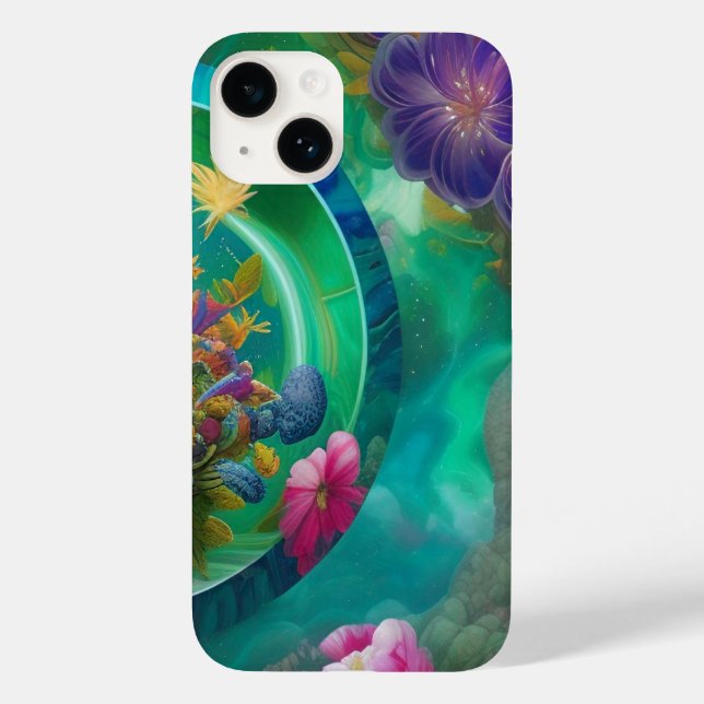 Aqua Floral Abstrakt Unterwasser Garten Case-Mate iPhone Hülle (Rückseite)