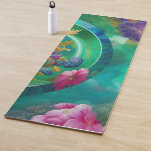 Aqua Floral Abstrakt Unterwasser Garten Yogamatte