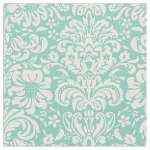 Aqua Floral Damask Stoff