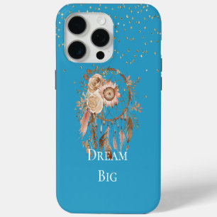 Aqua Floral Federn Traumfänger iPhone 15 Pro Max Hülle