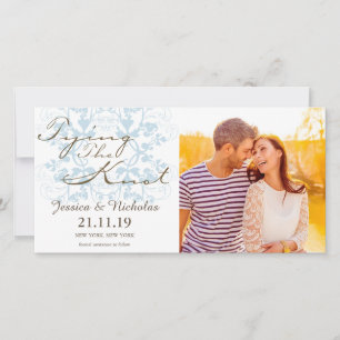 Aqua Floral Flourish Knoten geschürzt Fotokarte Save The Date