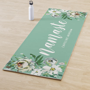 Aqua Floral Namaste Mit Monogramm Yoga Mat Yogamatte